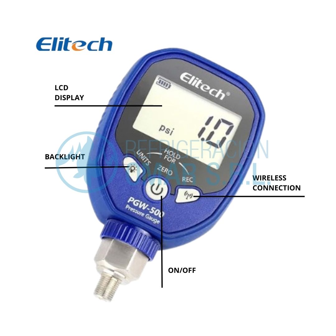 ELITECH PGW-500 manómetro dig. presión baja 0-500Psi c/app - Image 2